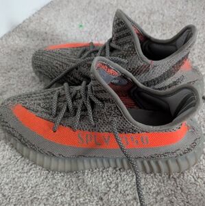 Gray and Orange Yeezy Boost 350 Sneakers